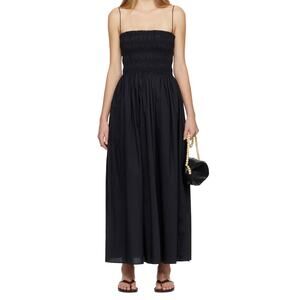 La Ligne New York Navy Smocked Midi Dress SZ Small